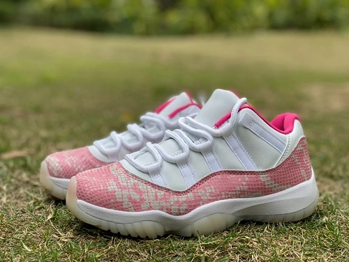 Air Jordan 11 Low Pink Snakeskin White Pink Basketball Shoes AH7860-106