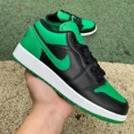 Air Jordan 1 Low Black Green Toe Basketball Sneaker 553560-065