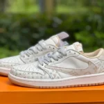 Travis Scott x Air Jordan 1 Low x Louis Vuitton Brown White Sneakers