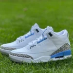 Air Jordan 3 UNC White Blue Cracked Leather