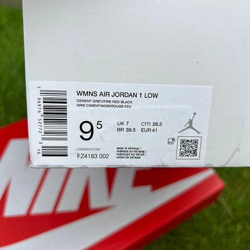 Air Jordan 1 Low Grey Red Retro Low-Top Basketball Sneaker FZ4183-002