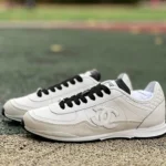 CHANEL White Grey Black Leather