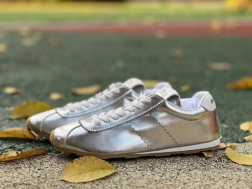 MIU MIU Plume Silver Leather Sneakers