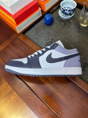DT Air Jordan 1 Low White Black Purple Shoes 553558-145