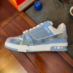 LOUIS VUITTON LV Trainer Blue Multicolor Checkered Shoes