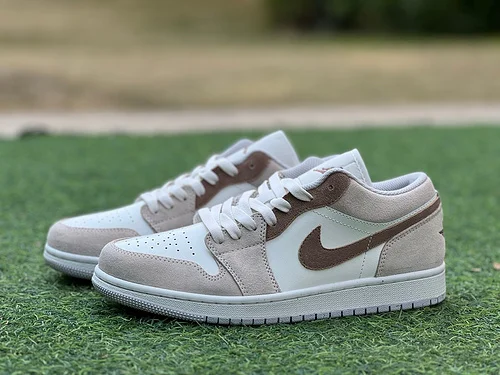 Air Jordan 1 Low White Grey Brown Shoes HF1567-200