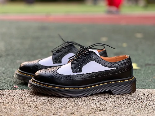 Dr. Martens Black White Leather Brogue Shoes