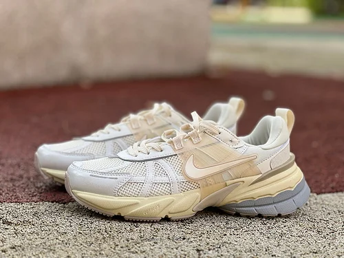 Nike V2K Run Off-White Yellow Comfort Casual Dad Shoes HQ1512-110