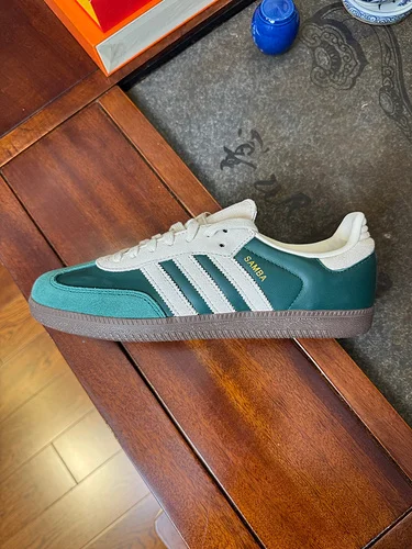 Adidas Samba OG Green White T-Toe Training Shoes Original Materials JI3215
