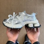 GG-CC Chunky Platform Casual Shoes Distressed Dad Shoes Silver