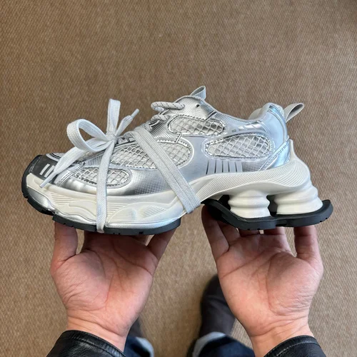 GG-CC Chunky Platform Casual Shoes Distressed Dad Shoes Silver