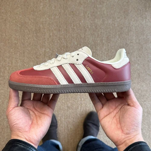 Adidas Samba OG Burgundy Red T-Toe Training Shoes JI3216