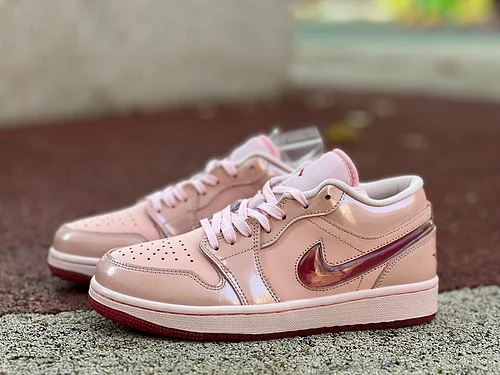 Air Jordan 1 Low Pink Patent Leather Valentine's Day Basketball Shoes HF3174-600