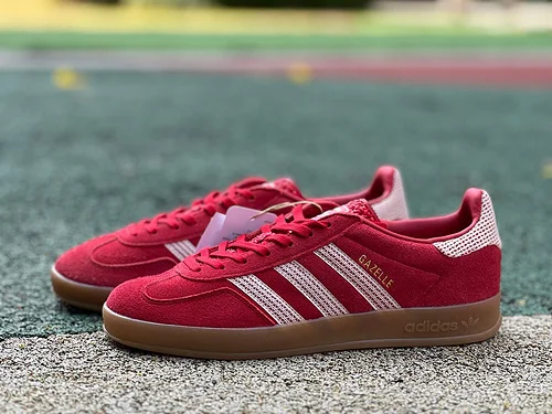 S2 Pure Original Adidas Gazelle Indoor Women's Lace Stripes Red Sneakers JI2756