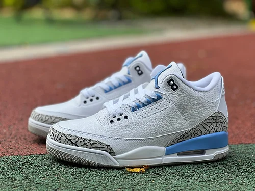 Air Jordan 3 UNC White Blue Elephant Print Basketball Shoes CT8532-104