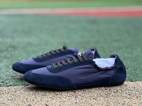 PRADA Collapse Blue Suede Sneakers