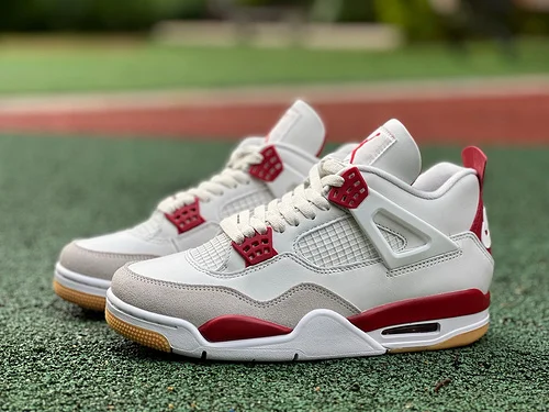 Cutting Pure Original AJ4 SB White Red Varsity Red Sneakers Nike SB x Air Jordan 4 DR5415-106