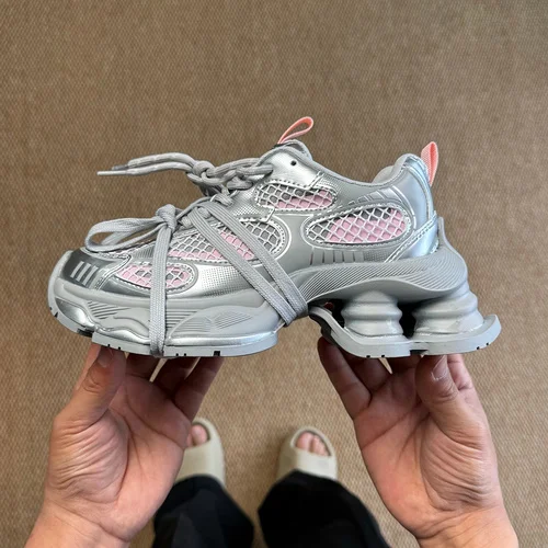 GG-CC Chunky Platform Casual Shoes Distressed Dad Shoes Silver Pink