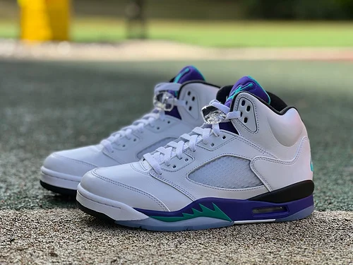 LJR Version AJ5 White Purple Grape Sneakers Air Jordan 5 OG HQ7978-100