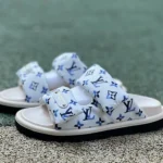 LOUIS VUITTON Pool Pillow Comfort Slides White Blue