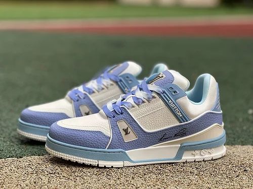 LOUIS VUITTON Trainer Lv White Blue Sneakers