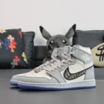 AJ1 Dior High OG White Grey Sneakers