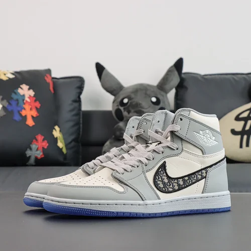 AJ1 Dior High OG White Grey Sneakers