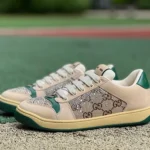 Gucci Screener Canvas Leather Dirty Look Grey Green Sneakers