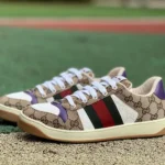 Gucci Screener White Brown Purple Detail Sneakers
