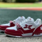 LOUIS VUITTON Trainer Floral Velcro White Red Sneakers