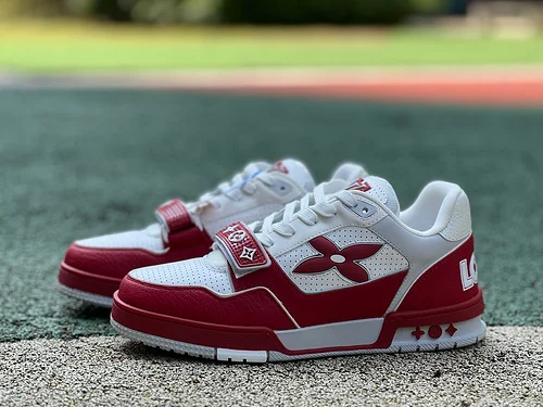 LOUIS VUITTON Trainer Floral Velcro White Red Sneakers