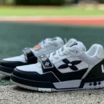 LOUIS VUITTON Trainer Floral Velcro Black White Sneakers