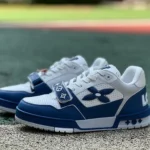 LOUIS VUITTON Trainer Floral Velcro White Blue Sneakers