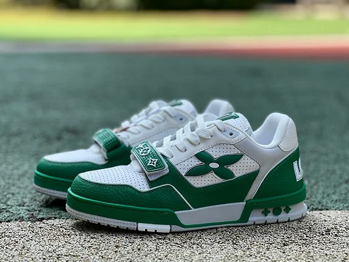 LOUIS VUITTON Trainer Floral Velcro White Green Sneakers