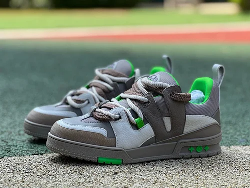 LOUIS VUITTON Skate LV Grey Green Lace-up Sneakers