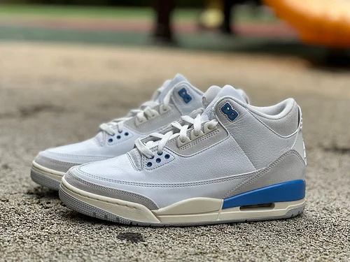 AJ3 White Grey Blue Lucky Blue Sneakers CT8532-101