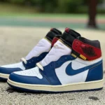 AJ1 Union White Blue Red Patchwork Sneakers