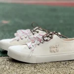 Miu Miu Washed Denim Canvas Shoes Pure White