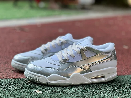 AJ4 Low White Silver Liquid Silver Sneakers HV5972-101