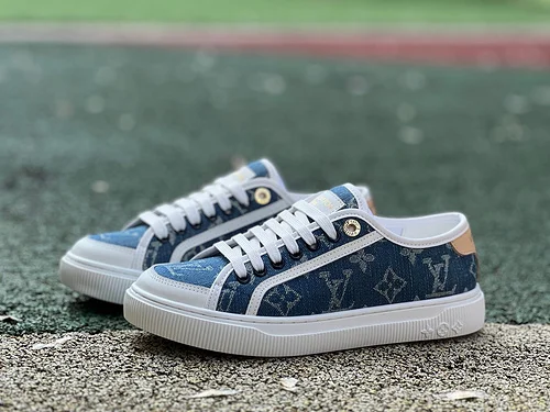LV White Blue Biscuit Shoes Canvas Shoes LOUIS VUITTON Lagoon Sneaker 25SS