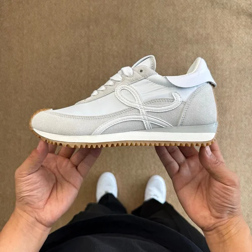 LOEWE Flow Runner High Top Training Shoes White Gum Sole