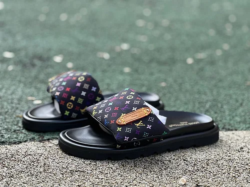 LOUIS VUITTON LV Slides Black Multi-Color