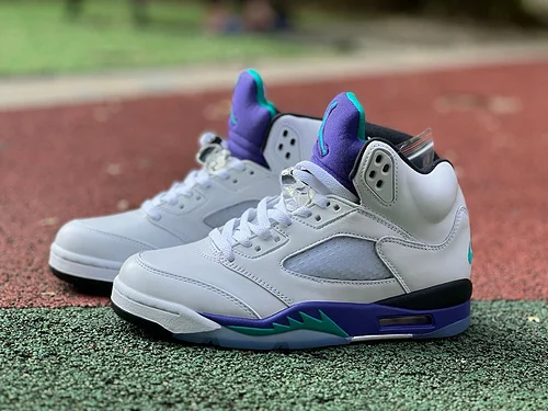Air Jordan 5 OG White Purple Grape High Top Retro Basketball Shoes HQ7978-100