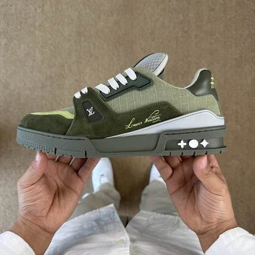 LV Trainer Patchwork Green Fabric