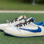 T1 Pure Original AJ1 Travis Scott x Fragment Design Low Top White Blue DM7866-104