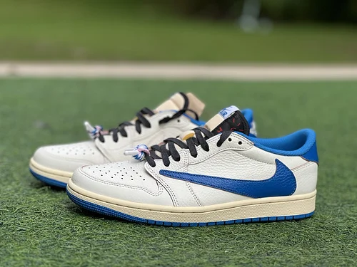 T1 Pure Original AJ1 Travis Scott x Fragment Design Low Top White Blue DM7866-104