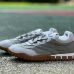 Miu Miu Tyre Suede Trainer Shoes Beige Grey