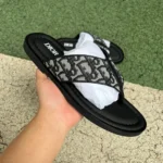 Dior Alias Calfskin Flip-Flops Black White Men's Beige