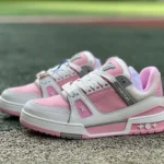 Pure Original LOUIS VUITTON Trainer White Pink Silver