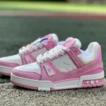 Pure Original LOUIS VUITTON Trainer White Pink